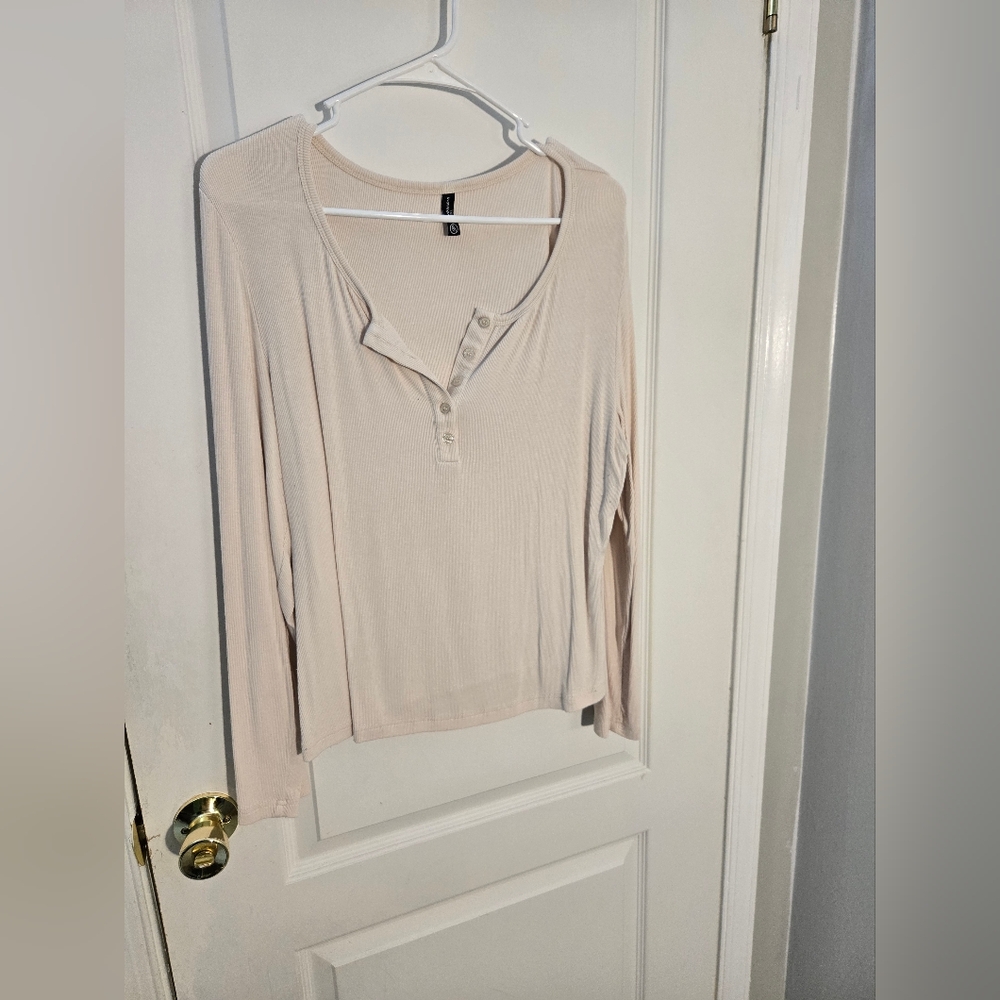 Amazon Women's Cream Button-Down Blouse